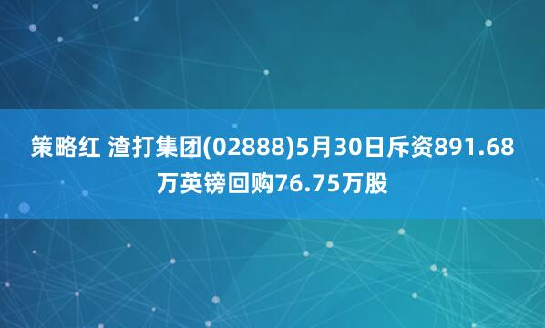 策略红 渣打集团(02888)5月30日斥资891.68万英镑回购76.75万股