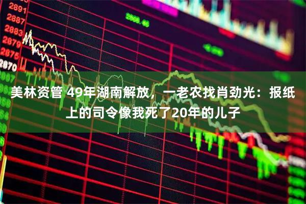 美林资管 49年湖南解放，一老农找肖劲光：报纸上的司令像我死了20年的儿子