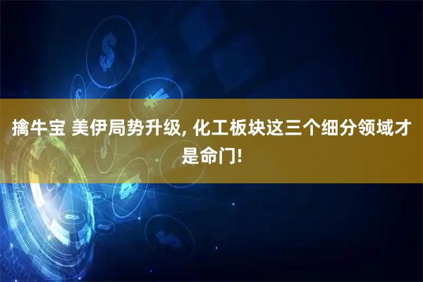 擒牛宝 美伊局势升级, 化工板块这三个细分领域才是命门!